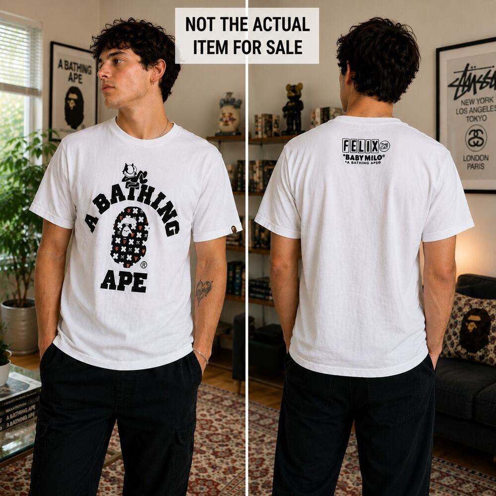 A Bathing Ape Bape X Felix The Cat College Tee Size Large